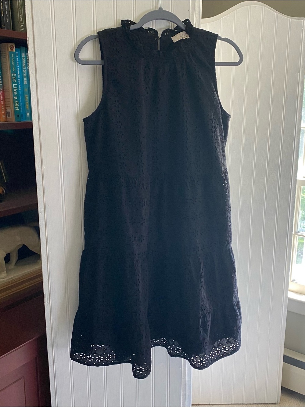 LOFT sleeveless sundress Black Eyelet Tiered with ruffle details - Picture 6 of 13